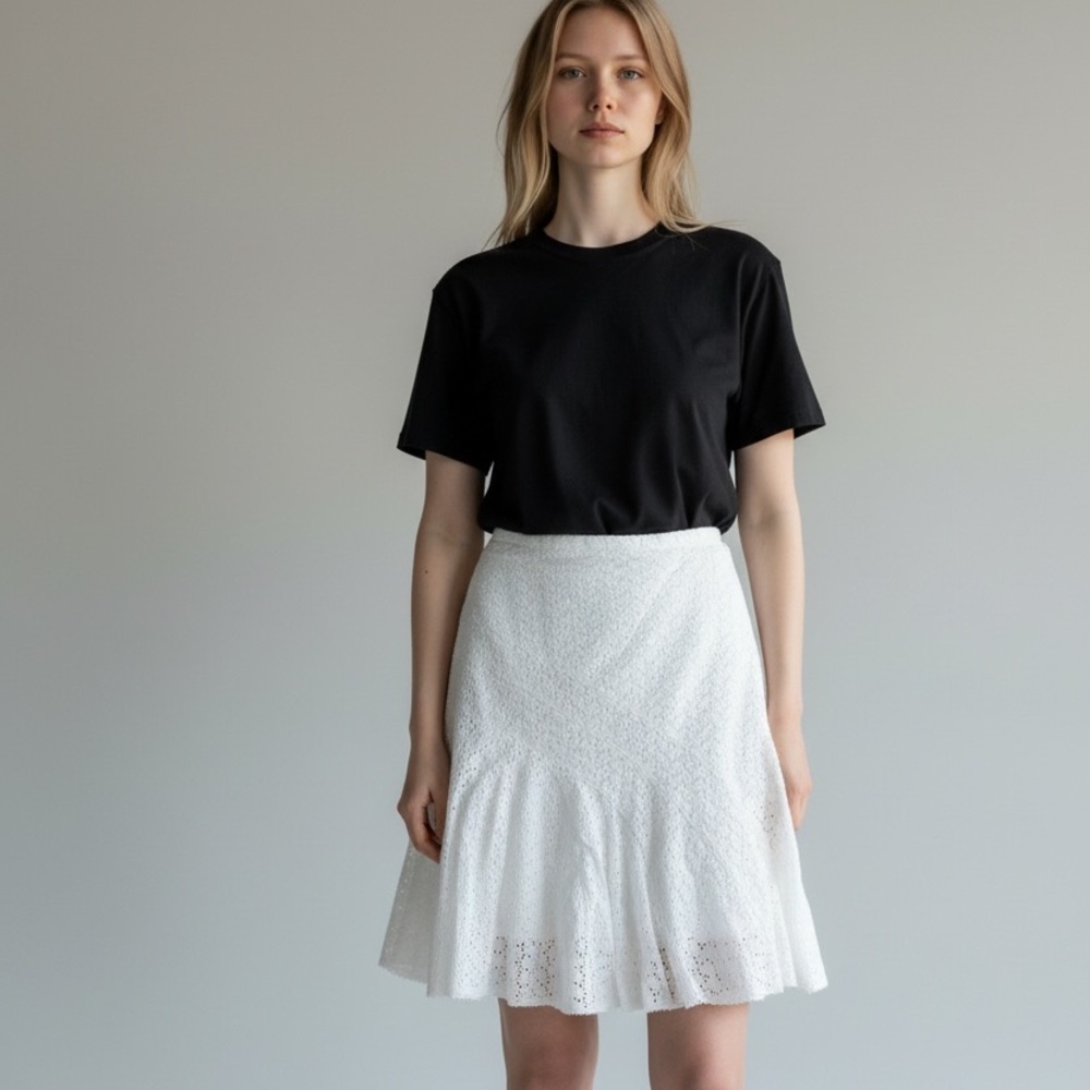 Coldwater Creek Lace Cotton Skirt M | Vintage Cottagecore